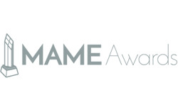 Logo of the MAME Awards featuring a stylized award trophy to the left and the text 