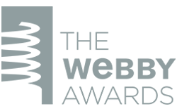 Logo of The Webby Awards featuring a spiral design on the left and the text 