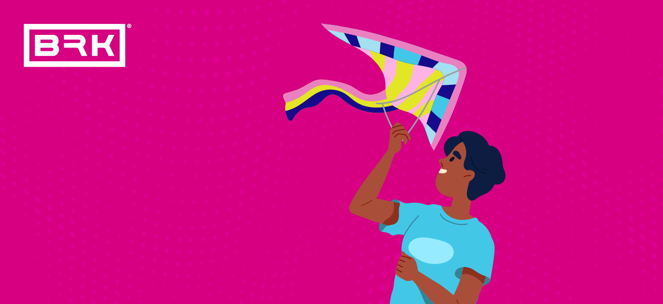 Illustration of a person flying a kite