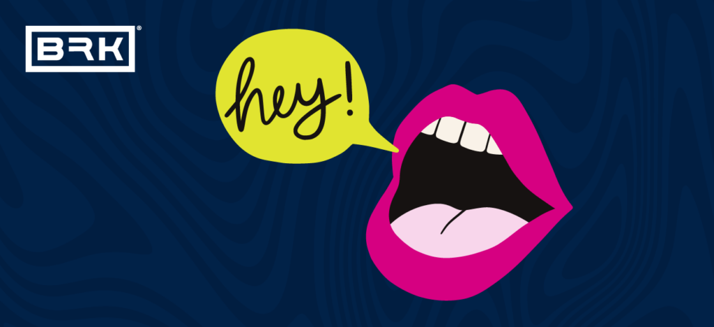 An open mouth saying "hey!" to visually represent "Word-of-Mouth"