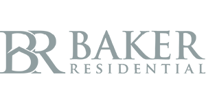 Logo for Baker Residential, featuring a large stylized 