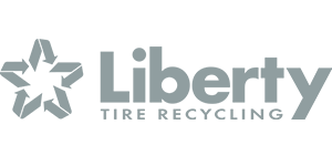 Liberty Tire Recycling logo with a star made of recycling arrows and text to the right, designed in collaboration with BRK Global Marketing.