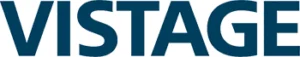 The image shows the word “VISTAGE” in bold, dark blue capital letters on a white background.
